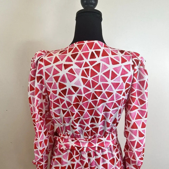 Area Stars NWT Diamond LS Wrap Dress Pink Red XS - Picture 8 of 16
